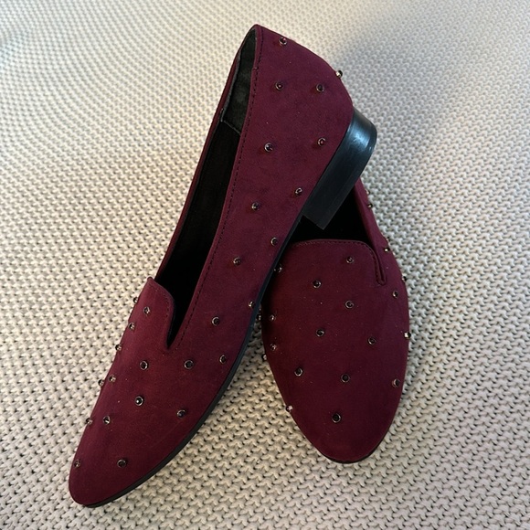 New Bettye Maroon suede loafers with stud detail - Picture 2 of 5